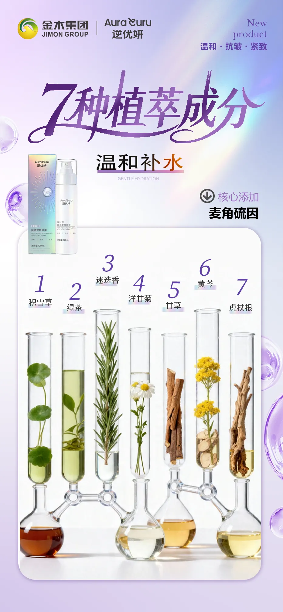 逆优妍・逆时因赋活塑雕喷雾，麦角硫因与7重植萃加持，温和补水 沁透滋养，一喷焕活，肌肤状态时刻在线