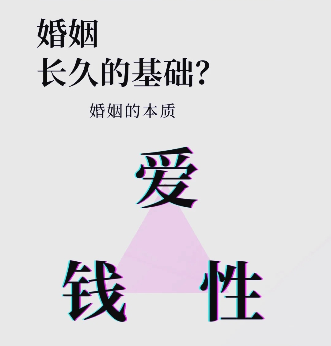 婚姻生活：性、爱、钱，构筑稳固关系的基石💞。仅有爱与钱，亲密体验可能缺失。仅有性与爱，现实的难题又会接踵而至。唯有三者协同发力，婚姻才能稳步前行，驶向幸福的彼岸