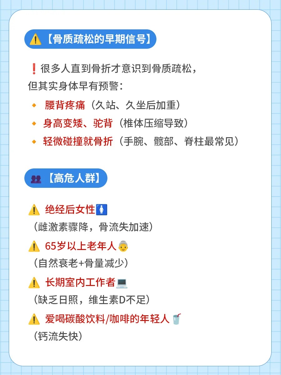 🌟【骨健康科普】骨质疏松可防可治关键期。📌 核心提示：。年轻时多存"骨本" → 就像健康银行定期储蓄。年老避免"骨脆脆" → 要从30岁开始预防投资