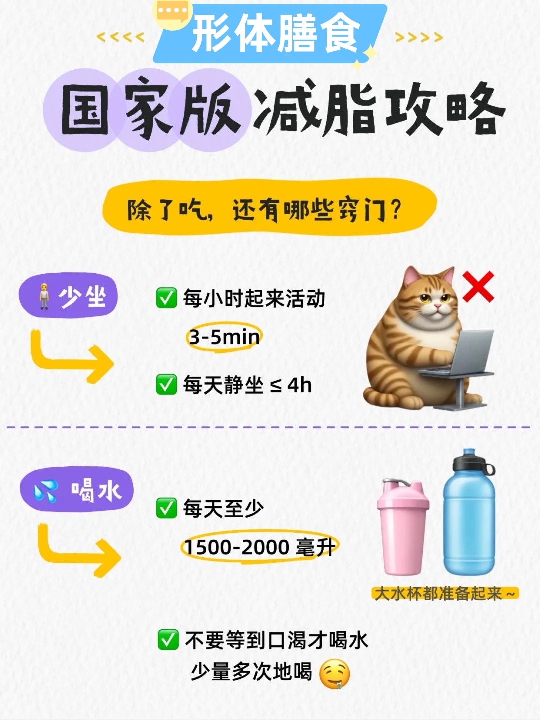 🔥【2025体重管理年】国家卫健委提醒：科学减脂刻不容缓！。👉 科学减重3大核心：。🍚「吃对」每日膳食黄金比例。🏃「动好」中低强度有氧运动为主。💤「睡足」代谢修复关键时段