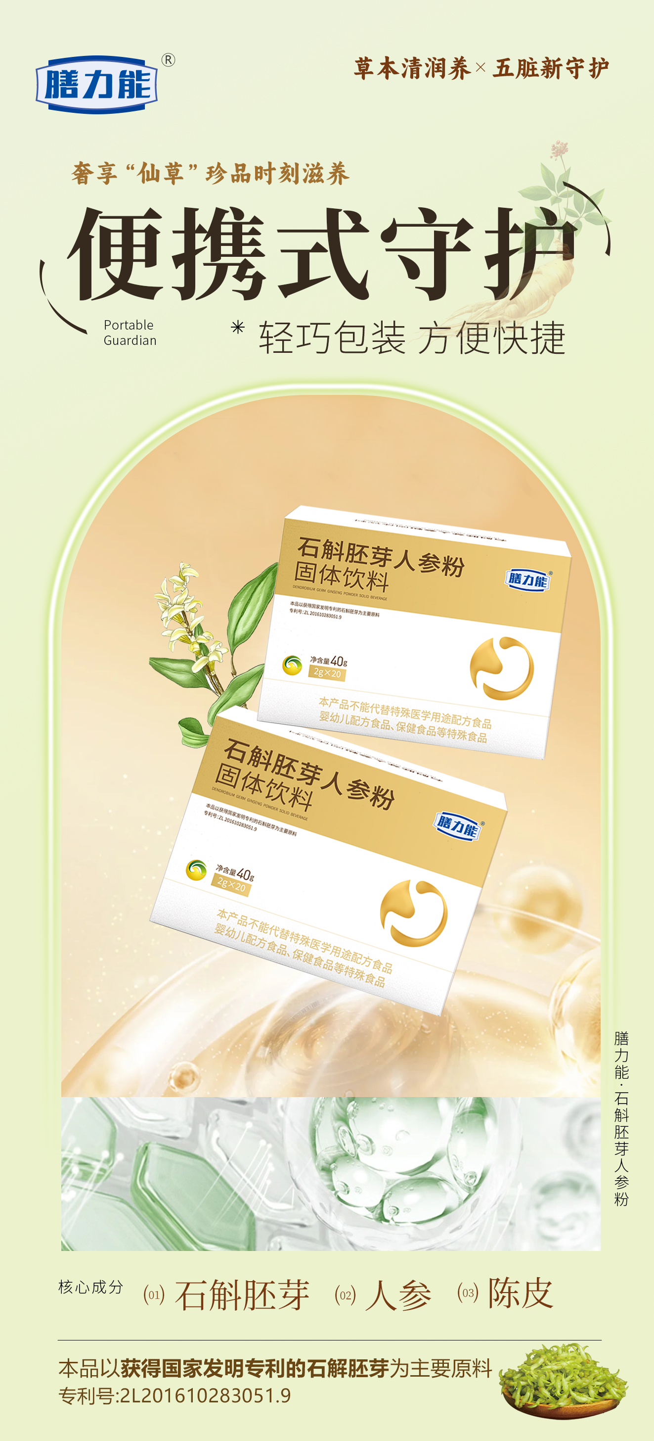 五维一体·全面系统护胃。全维度爱护💖。膳力能·石斛胚芽人参粉。脾胃同养·活力在线✨