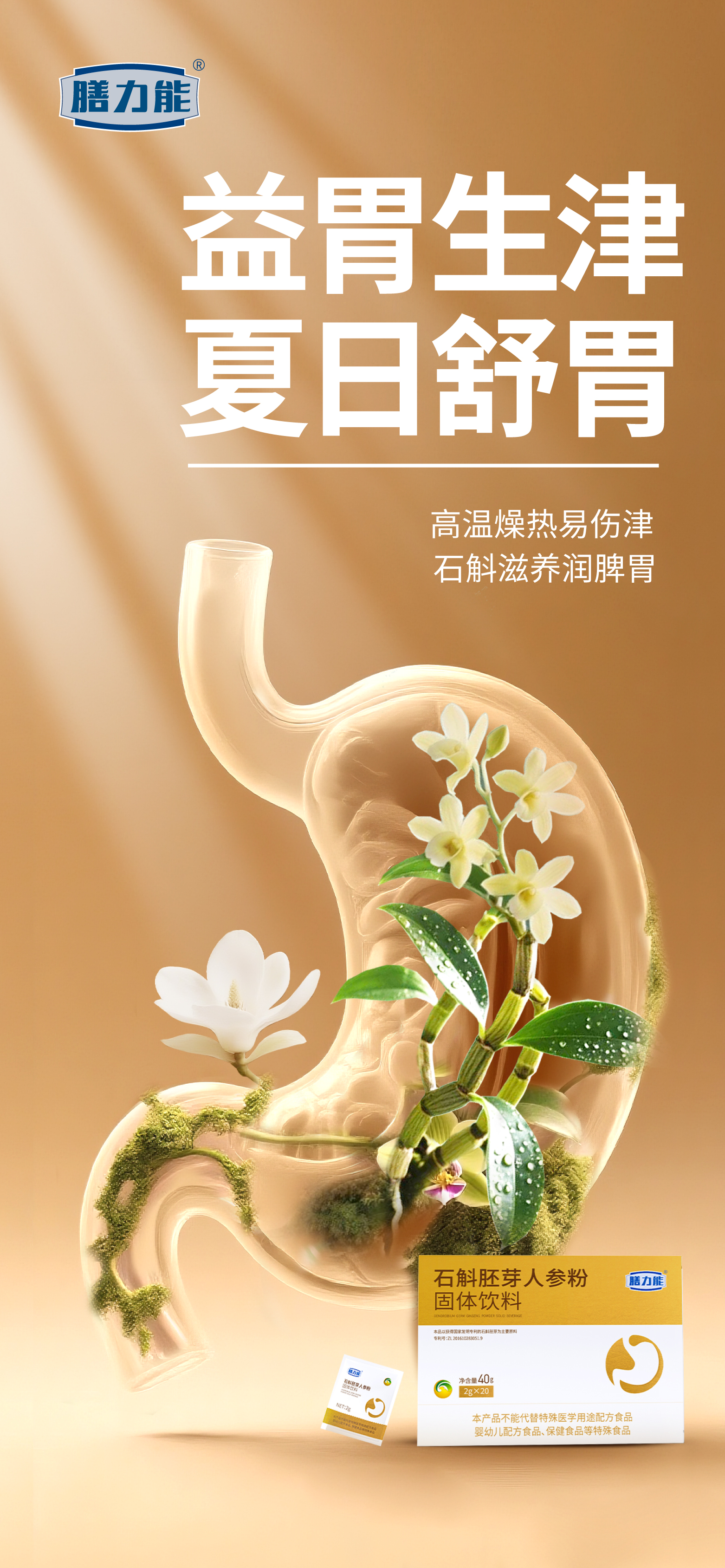 ☀️ 暑热耗气伤津？。🛡️ 咱精研【石斛胚芽细胞工程技术】。🌿 益胃生津 · 强体质 · 暑热无惧！。💪 这个夏天，让细胞级养护为你"津"打细算！