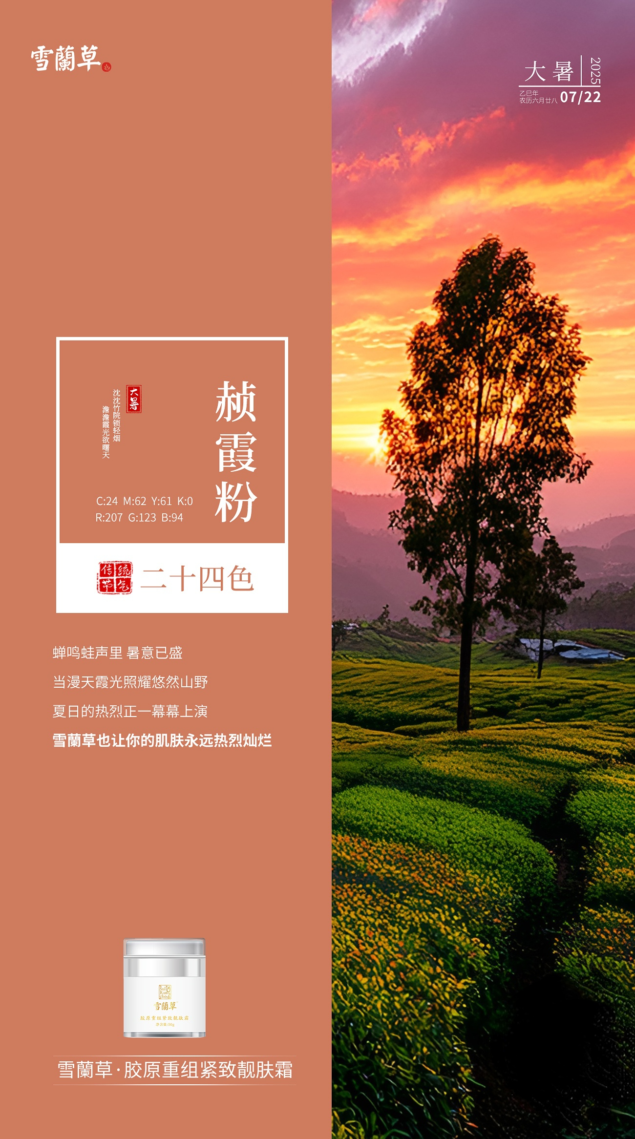 #大暑# 节气二十四色。幽幽深巷飘槐香，浅浅红痕缀碧裳。盛夏的绚烂正一页页铺展。雪蘭草亦使你的容颜紧致焕亮