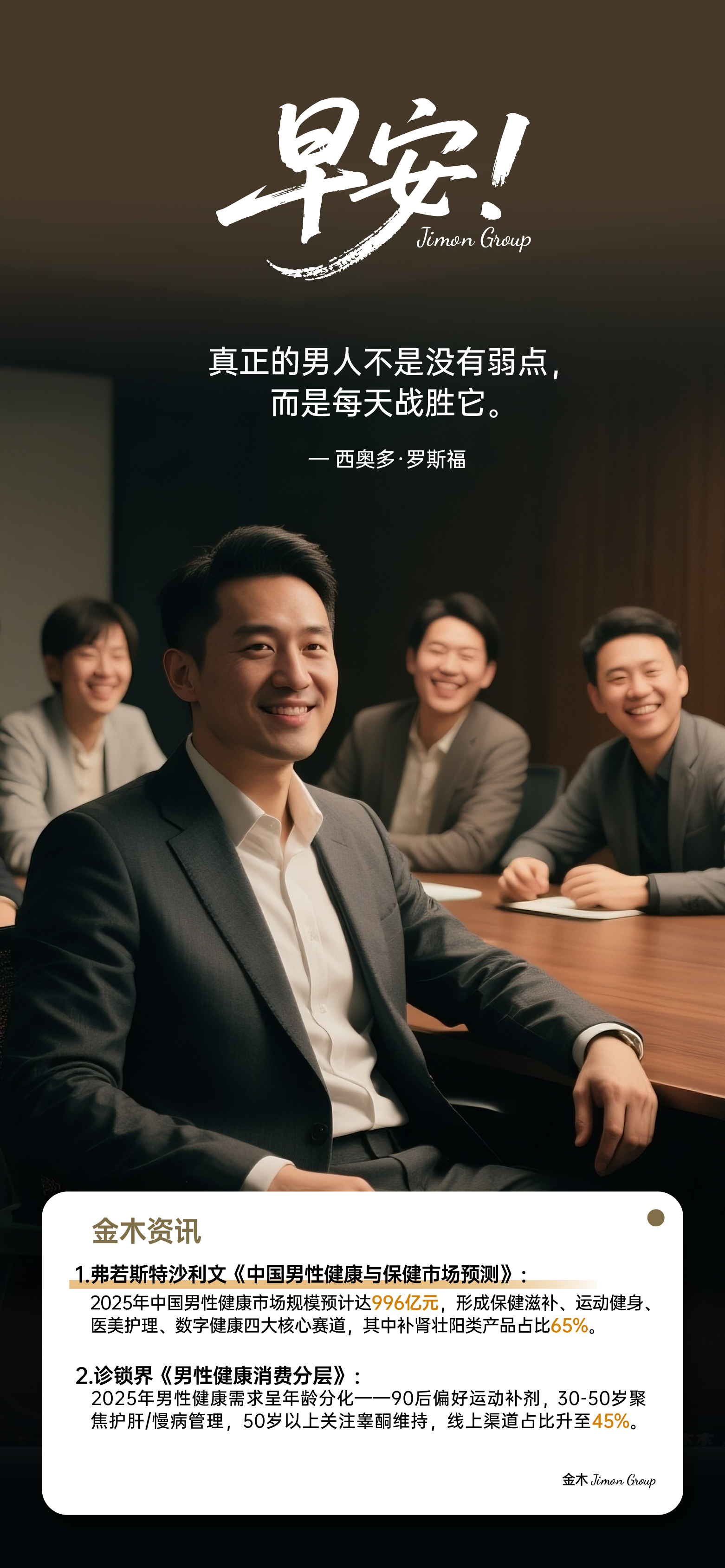 早安，男人节快乐！今天咱唠唠创业男人的健康。打破"硬扛"传统，科学调理才是真男人💪。熬夜应酬不怕，MAYOU为你续航充能🔋。让健康力成为成功男人的新勋章🏆