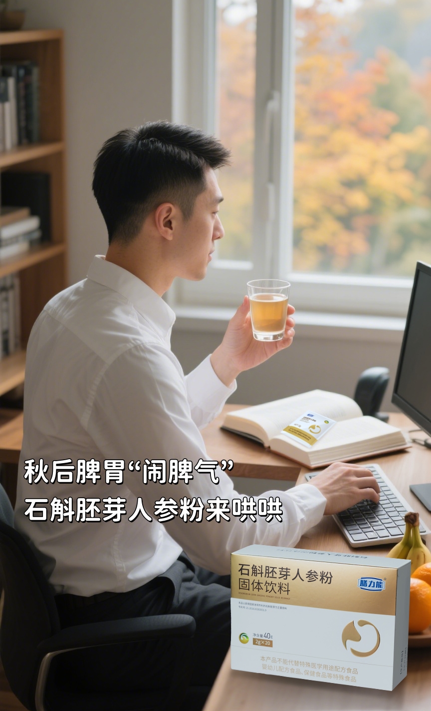 💢秋后脾胃闹脾气。石斛胚芽人参粉来哄哄🤗。道地选材，温和不燥喉~。“石斛胚芽+人参+陈皮”。早晚一杯🍵，把脾胃养成小太阳☀️