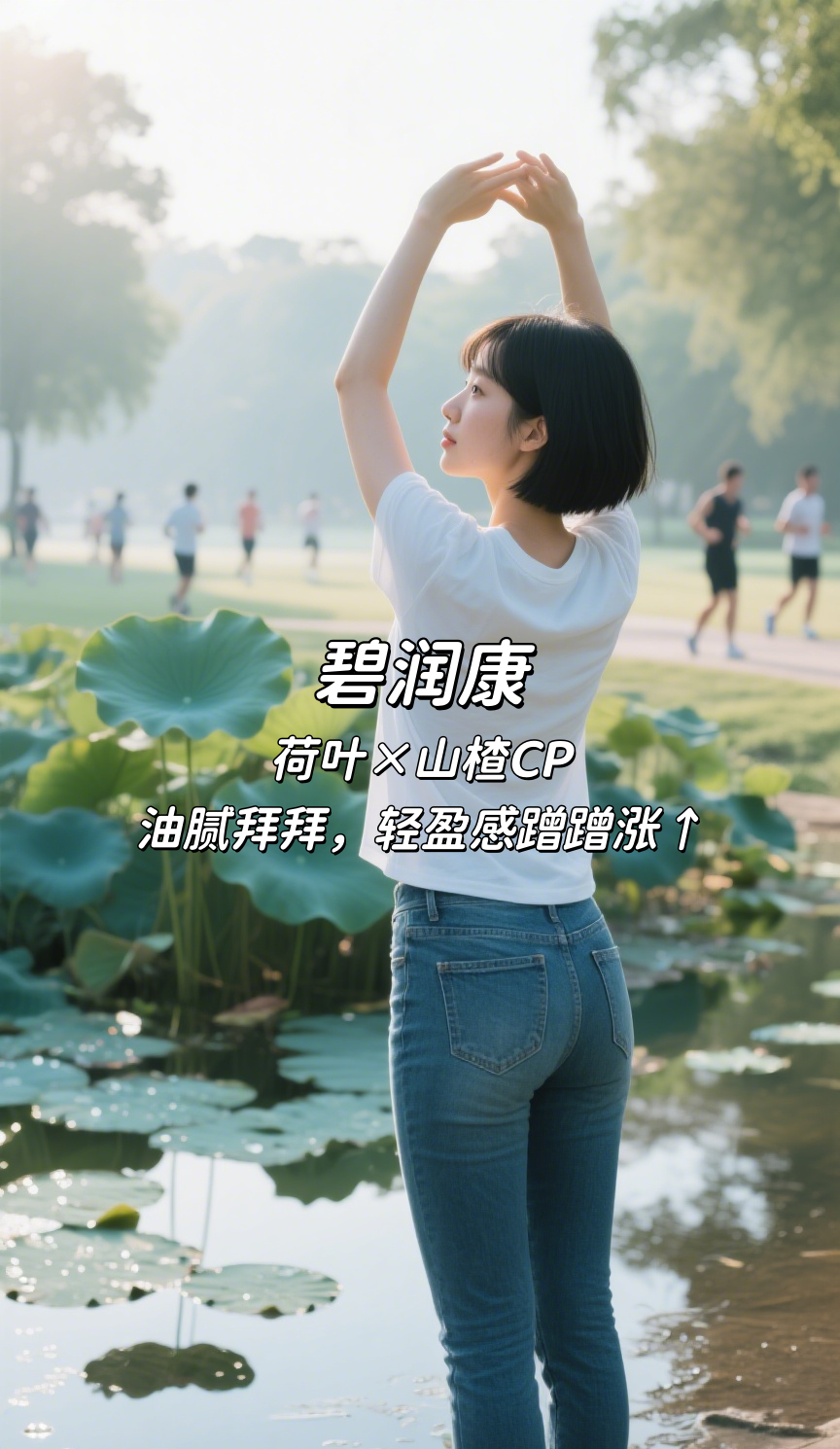 三伏湿气重！小肚子鼓鼓像充气。碧润康：比红豆薏米水更聪明的养生选择💡。👜随身小包装设计，清畅解腻小能手✓。荷叶×山楂CP，油腻拜拜，轻盈感蹭蹭涨↑