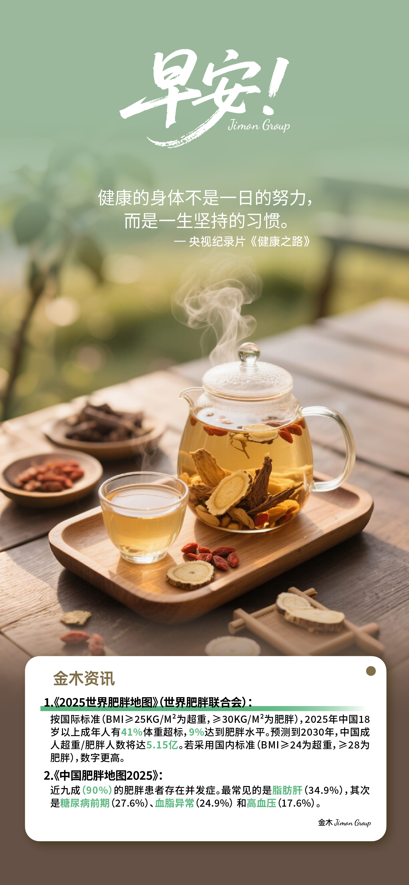 养生是什么？是让身体硬朗，精神抖擞😊，少些病痛，多些活力。。年轻时用心滋养自己，为拼搏蓄能；年老时从容安康，不负岁月厚待。。关注健康，是对生命最好的珍视。别因忙碌疏于照顾，愿养生成为你坚实的依靠。。新的一天，愿你我皆身心轻盈，步履从容！