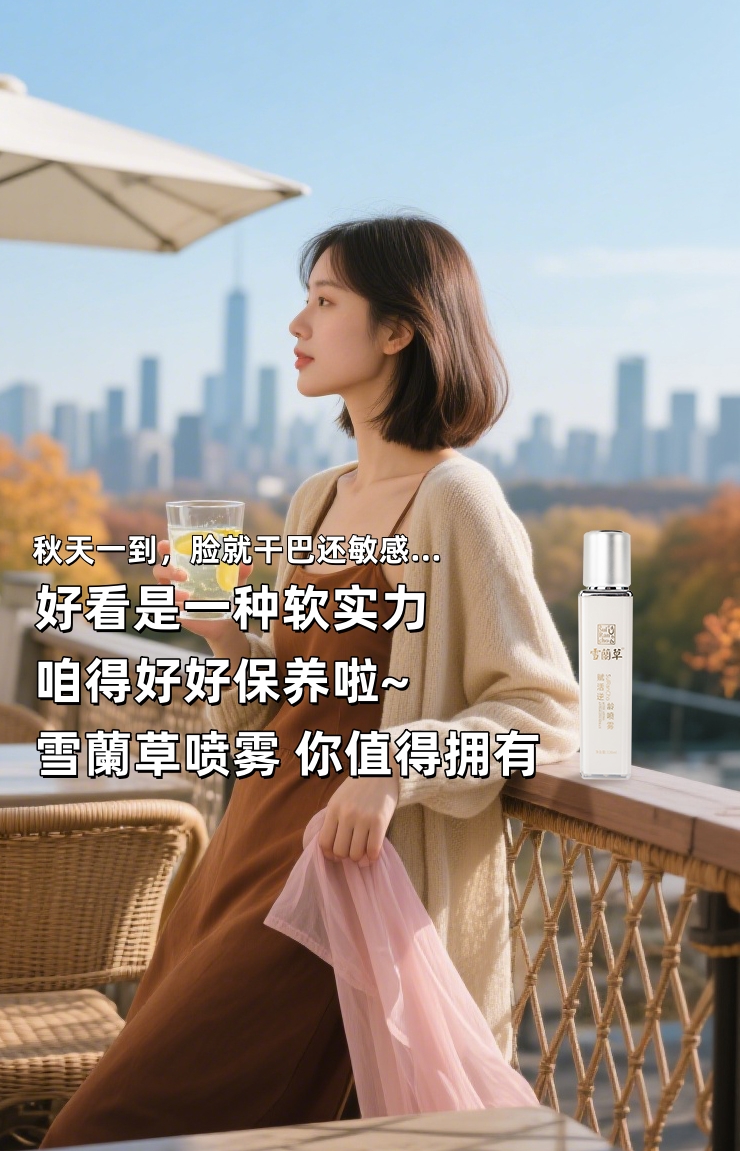 秋天一到，脸就干巴还敏感…。咱雪蘭草喷雾，喷几下就缓解👍。多重植萃舒缓，哐哐补水不刺激～。洗完脸、化妆前，随时喷喷都舒坦！。好看是一种软实力，咱得好好保养啦~
