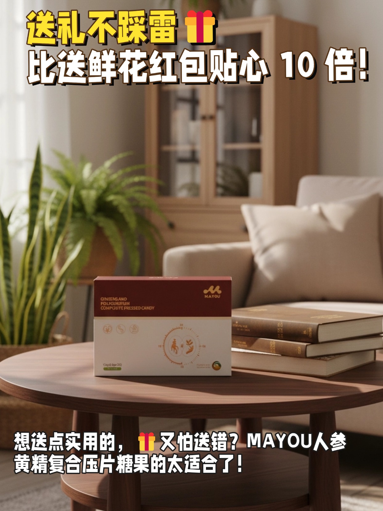 MAYOU人参黄精复合压片糖果夫妻甜蜜神器❤️｜同补之后氛围绝了！现在我俩每天一起吃，老公说累感少了，我也觉得脸色红润了，周末在家的氛围都变甜了！