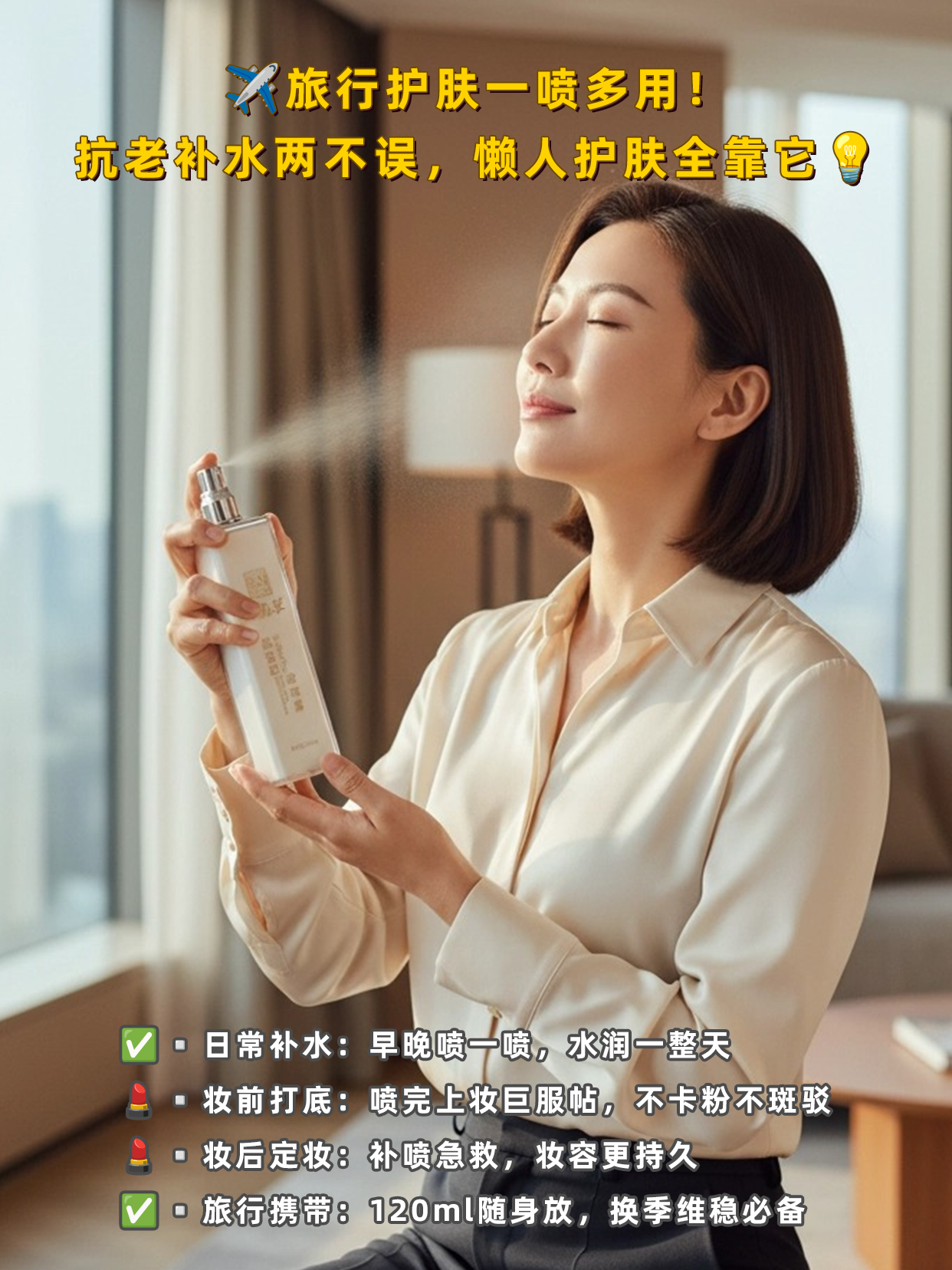 🌿黄皮暗沉肌狂喜！这瓶喷雾我能用到空瓶～富勒烯+烟酰胺加持，抗氧祛黄超给力！质地清爽不黏腻，吸收超快💨 妆前喷一喷底妆巨服帖，换季干敏也能安心用！