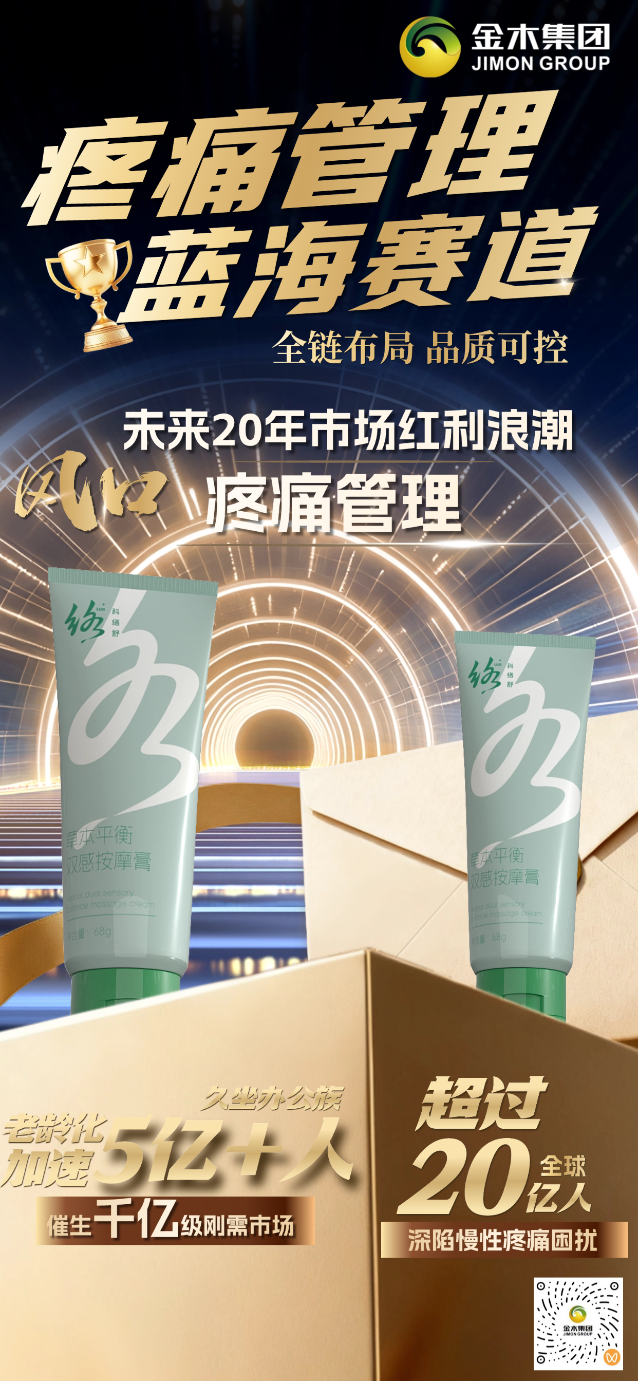 📈 2030 年大健康赛道剑指 30 万亿蓝海！。⏳ 金木集团深耕行业 30 余年，精准锚定市场刚需～💖 。6 大核心品类全面覆盖：。🔹健康管理🔹形体管理🔹面部管理🔹护眼管理🔹私密管理🔹疼痛管理。🌿 草本科技融合现代研发，贴合全年龄段健康诉求。🚀 紧跟行业高增长趋势，凭全产业链优势 + 硬核科研实力，在万亿赛道中彰显强劲竞争力！