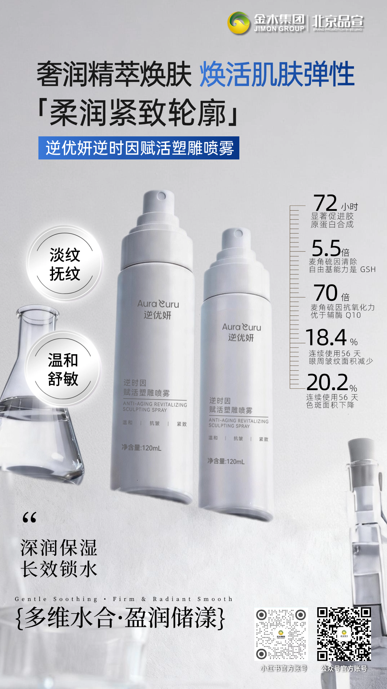 逆优妍赋活塑雕喷雾 奢润精萃焕肤持久水润。逆优妍赋活塑雕喷雾细胞抗氧修护：预防新生纹路生成 VitaCore® 逆时因 + 麦角硫因 + SOD 温和清除自由基，抵御氧化损伤，延缓胶原流失，舒缓纹路加深、预防新生纹路。
