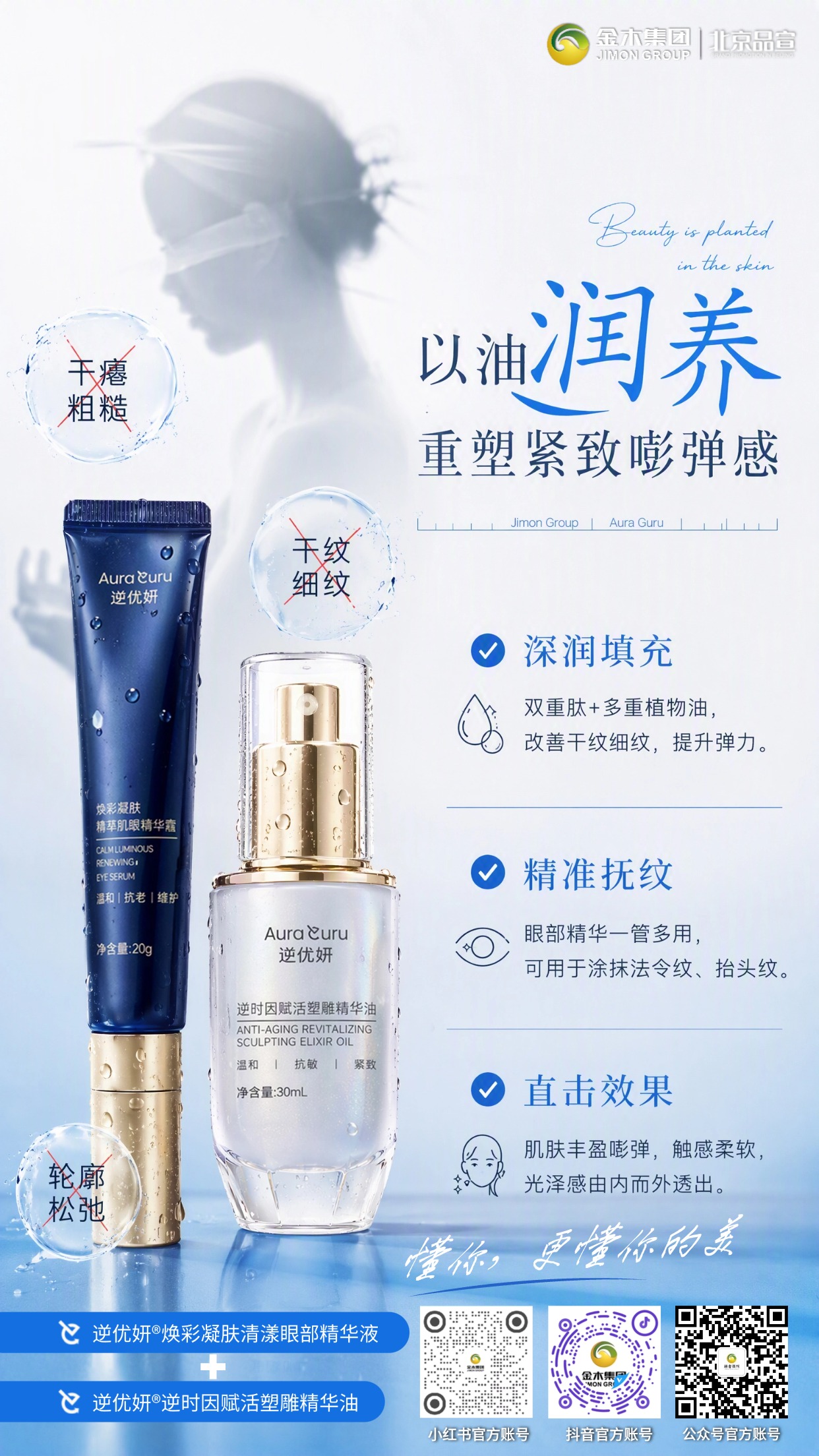 逆优妍全套护肤 日常养护养出细腻柔嫩好肌肤。🧼温和洁颜蜜清洁脏污 。💦补水喷雾随时给肌肤灌水。🌙眼霜击退熬夜黑眼圈 。💛精华油抚平干纹紧致轮廓。🥛按摩面膜焕亮暗沉，全套搞定精致护肤