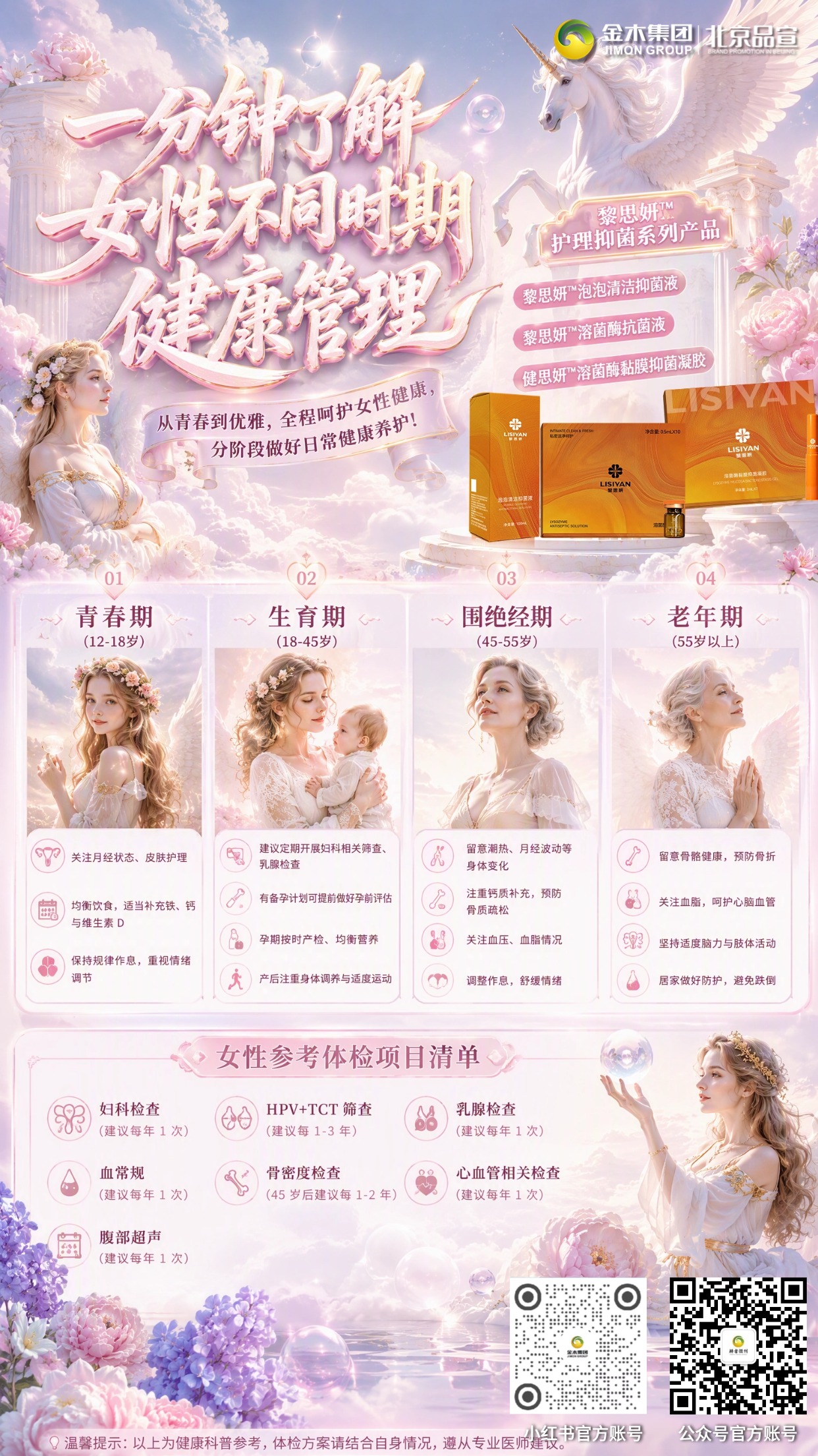 黎思妍私护三件套 多维度日常私护组合✨。1. 黎思妍™泡泡清洁抑菌液，日常泡泡洁净💧。2. 黎思妍™溶菌酶抗菌液，温和日常护理🌿。3. 黎思妍™溶菌酶黏膜抑菌凝胶，温润养护🍃。4. 覆盖女性不同生理阶段居家护理需求👩。5. 倡导重视自身信号，做好日常健康防护⚠️。6. 科普仅供参考，身体不适请及时就医检查🏥。